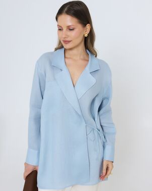 Женская рубашка изо льна голубая 8979 от byME 