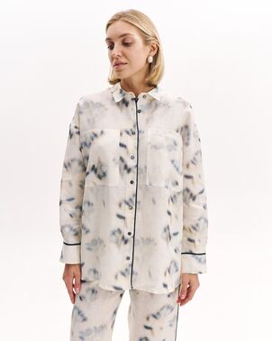 Женская рубашка изо льна экрю-5224 от  