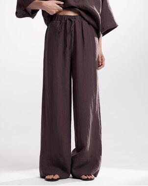 Женские брюки из льна коричневые-135041 от LW 