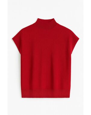 Топ из шерсти мериноса тонкой вязки и шелка Mulberry красный от ByME 