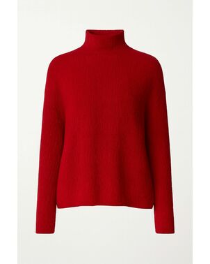 Джемпер из шерсти мериноса тонкой вязки красный фактурный от byME 