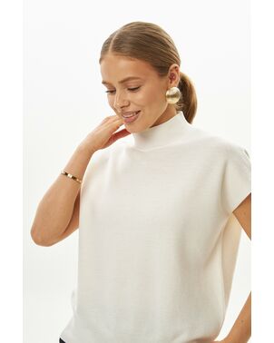 Топ из шерсти мериноса тонкой вязки и шелка Mulberry белый от byME 