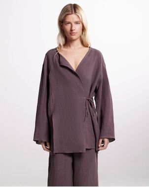 Рубашка  коричневая из льна-125028 от LW 