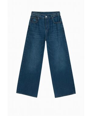 Женские джинсы 86372-802 деним темно-синий плетеный пояс от byME 