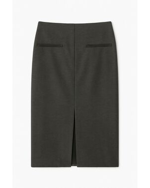 Юбка с разрезом спереди графит с добавлением шерсти SK4-1006 от byME 