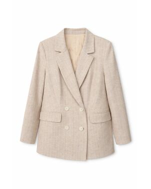 Жакет двубортный бежевый из льна и вискозы J1-LN-2119 от ByME 