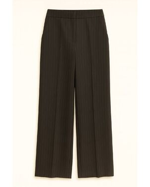 Брюки черные в тонкую полоску с шерстью-LWWN-135068 от  