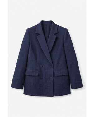 Жакет синий в тонкую полоску из шерсти J1-1008 от byME 