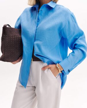 Женская рубашка из льна синяя 9104 от  