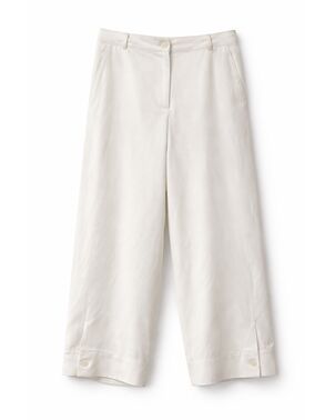 Брюки  молочные изо льна с вискозой   с добавлением лиоцела Y265414 от  