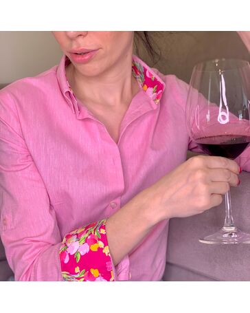 Женская рубашка полуприталенная розовая - 7786 от DoubleCuff 