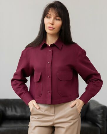 Женская блузка укороченная с карманами бордовая - 8268 от ByME 