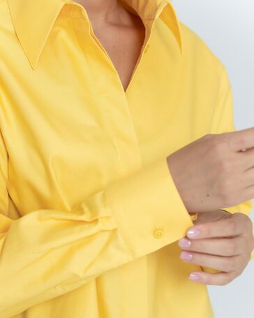 Женская рубашка из тенсела с универсальным манжетом жёлтая - 8374 от ByME 