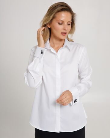 Жeнская рубашка белая под запонки - 8654 от byME 