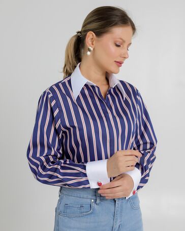 Женская рубашка с универсальной манжетой в полоску - 8735 от byME 