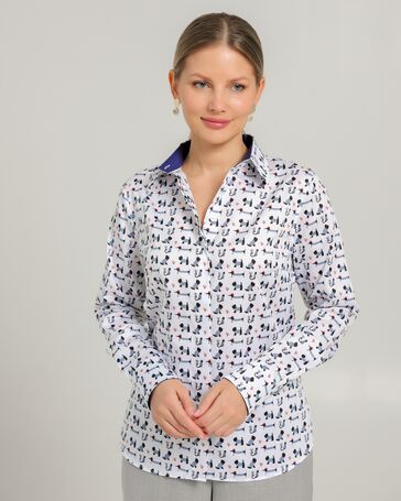 Женская рубашка из хлопка с принтом собачки в полоску - 8741 от byME 