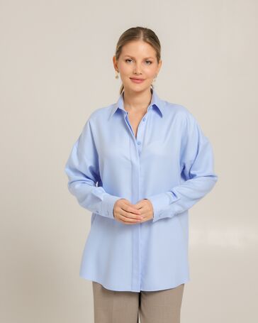 Женская рубашка из бамбука голубая- 8748 от ByME 