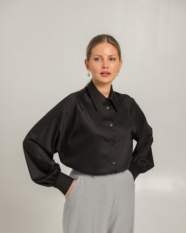 Женская рубашка черная из бамбука -8752 от ByME 