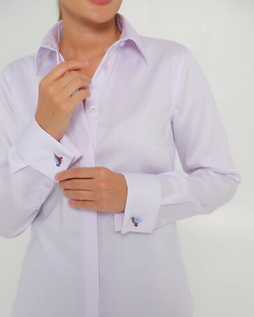 Женская рубашка фиолетовая из хлопка-8759 от byME 