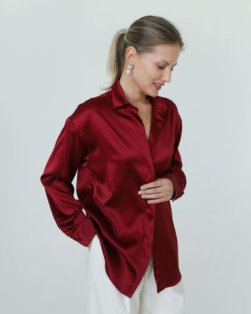Женская рубашка из шелка красная-8767 от  