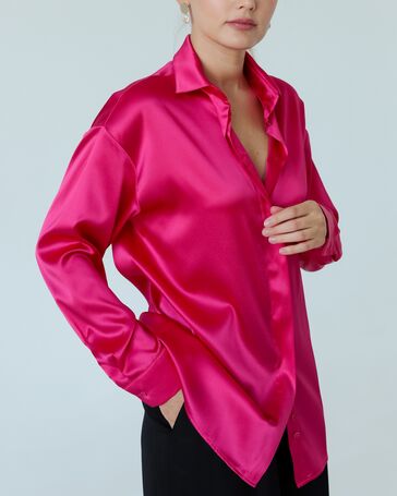 Женская рубаша из шелка розовая-8768 от  