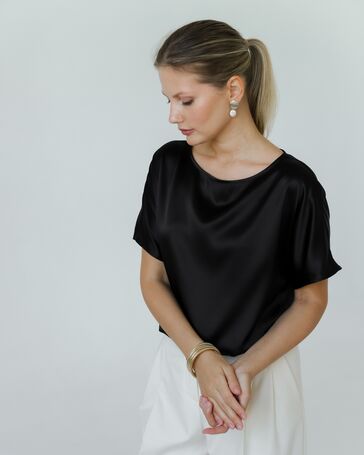 Женская блуза из шелка черная-8786 от  