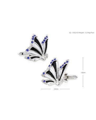 Запонки бабочки черно-белые - 190215 от  