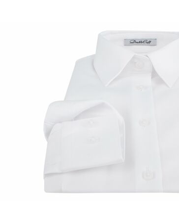 Женская рубашка под пуговицы белая из фактурной ткани twill  - 7311 от DoubleCuff 