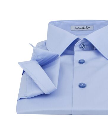 Мужская рубашка под пуговицы голубая - 7497 (44К/176-182) от Double Cuff 