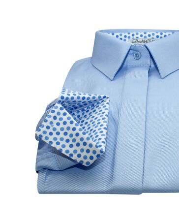 Женская рубашка под пуговицы голубая из фактурной ткани твилл - 7624 от DoubleCuff 