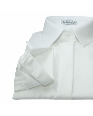 Женская рубашка полуприталенная под пуговицы с супатной застежкой-7657 от DoubleCuff 