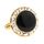 Запонки черно-золотистые круглые с кристаллами по краям - 170032 от  