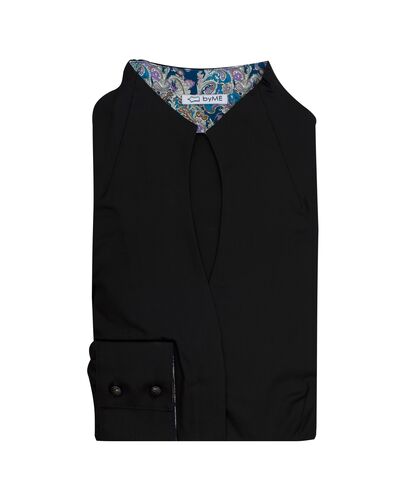 Женская рубашка воротник стойка под пуговицы с отделкой - 8209 от byME 