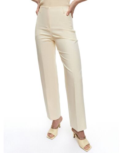 Прямые женские брюки молочного цвета от byME 