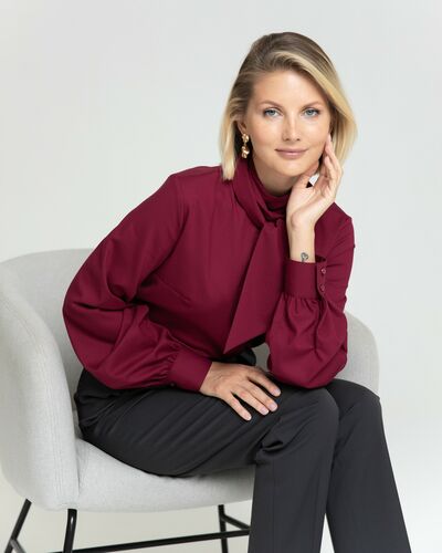 Женская блузка вишневая с бантом - 8377 от byME 