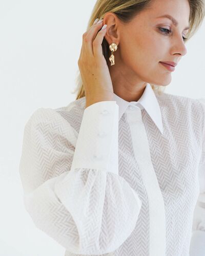 Женская рубашка  белая с пышным рукавом   - 8599 от byME 