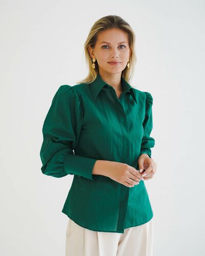 Женская рубашка с супатной застежкой с пышным руковом - 8600 от byME 