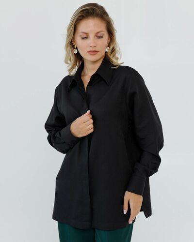 Женская рубашка с универсальным манжетом черная - 8665 от byME 