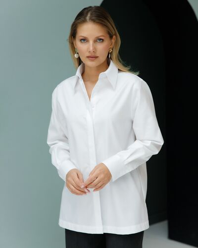 Рубашка хлопковая с универсальной манжетой- 8694 от byME 