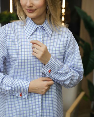 Женская рубашка в голубую клетку - 8710 от byME 