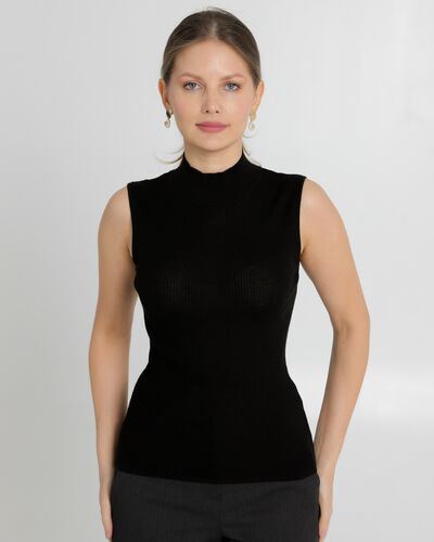 Топ из шерсти мериноса тонкой вязки и шелка Mulberry черный - 02B2430-black от ByME 