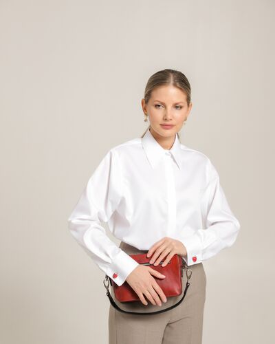 Женская рубашка из хлопка с универсальной манжетой белая - 8745 от byME 