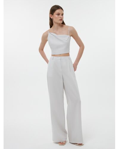 Женские брюки дымчатые из тенсела со льном от Calista 