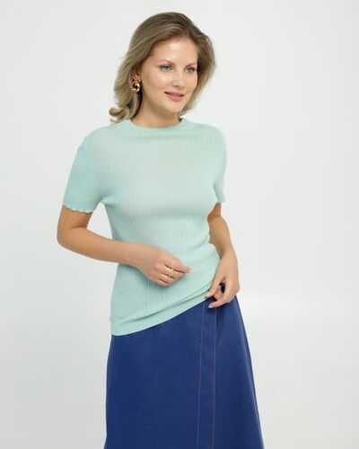 Джемпер из шерсти мериноса тонкой вязки и шелка Mulberry зеленый от byME 