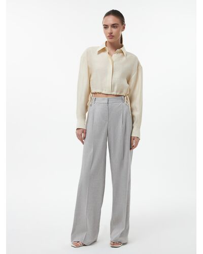 Женские широкие льняные брюки серые от Calista 