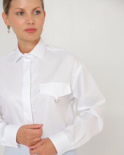 Женская рубашка из хлопка белая-8803 от byME 