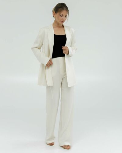 Женские брюки кремовые из района-135119-cream от LW 