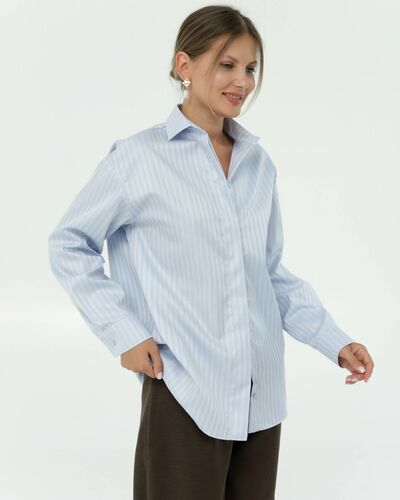 Женска рубашка из фактурного хлопка в голубом цвете  8861 от byME 
