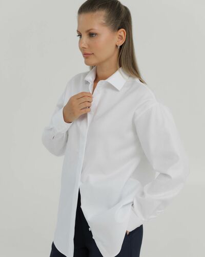 Рубашка хлопковая  белая фактура твилл 8904 от byME 