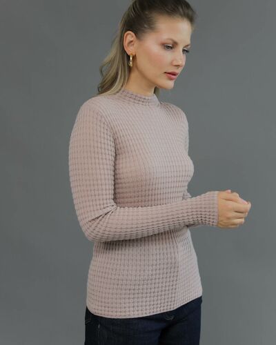 Джемпер из шерсти мериноса тонкой вязки бежевый от byME 